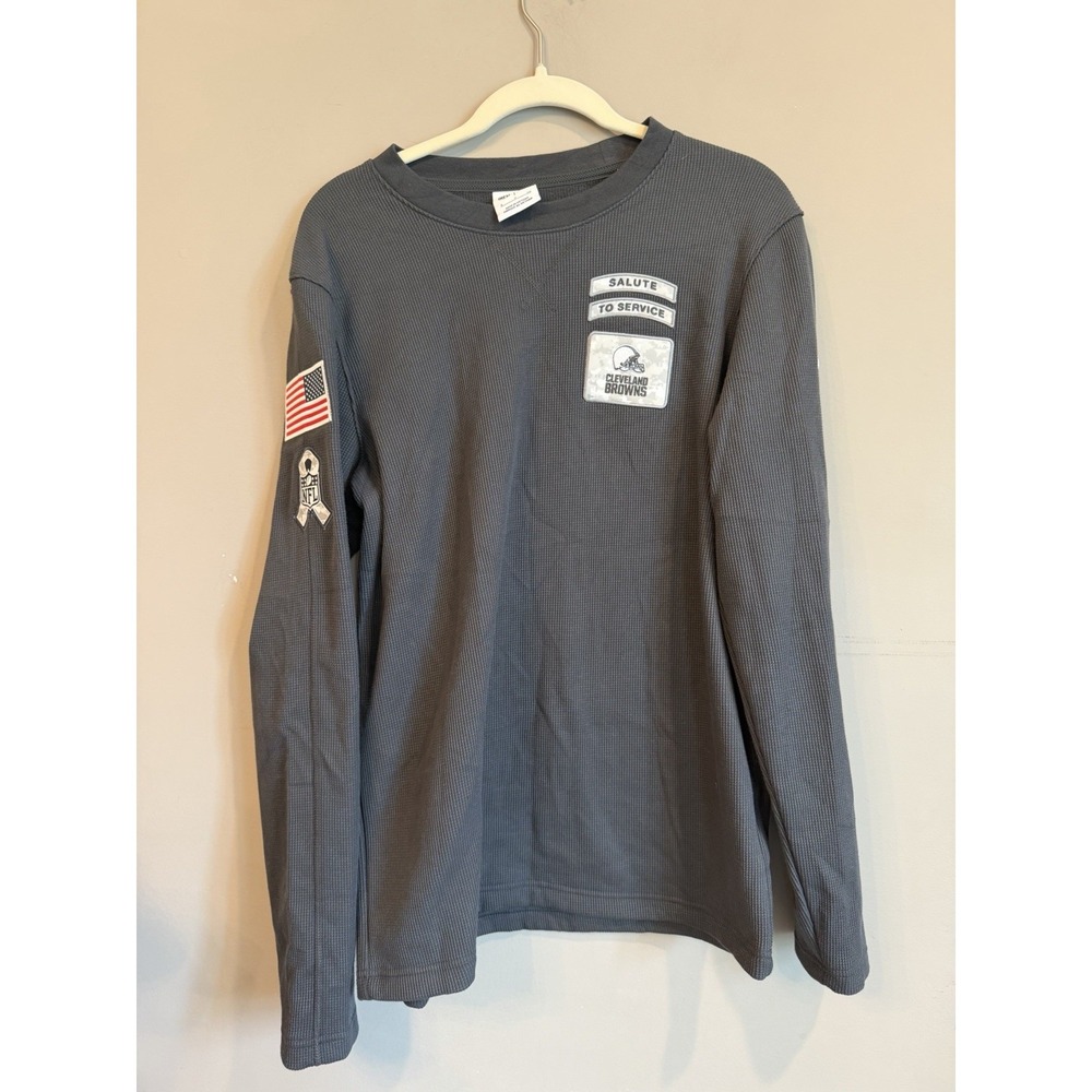 Cleveland Brown Grey Waffle Knit Long Sleeve Salute To Service Nike Small